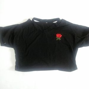 Black crop top with a rose